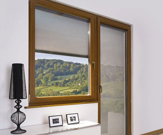 vaizdas iš išorės FAKRO VMZ button electric screen vertical awning and window awning