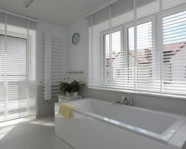 White wooden blinds
