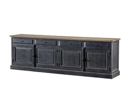 Komoda 240x48x94 sendinta juoda ir natūrali