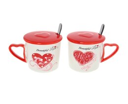 Puodelių rinkinys „Beautiful Love“ su dangteliu, 350 ml