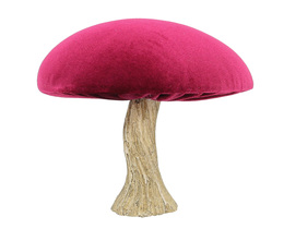 Dekoracja Velvet Mushroom 17 cm rubinas