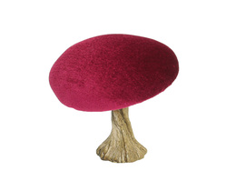 Dekoracja Velvet Mushroom 10 cm rubinas