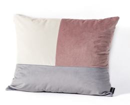 Poduszka Patchwork kwadratowa rožinė pilka balta