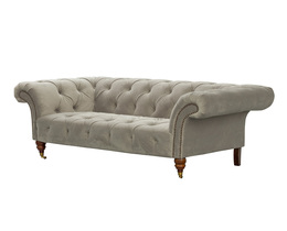 Sofa Chesterfield Glamour Velvet, šviesiai pilka, 2 vietų