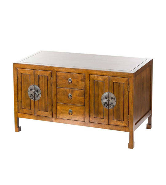 Chest of drawers Ibuku 3drawers + 4 doors, brown 126x55x65cm